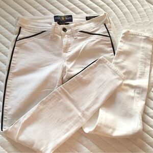 Lucky Brand Charlie Skinny White Jeans Black Piping Low Rise